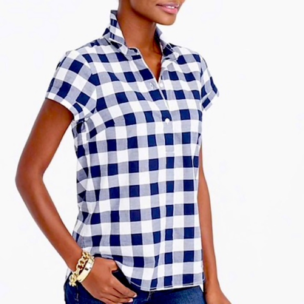 J. Crew Mercantile Gingham Popover Shirt Med EUC